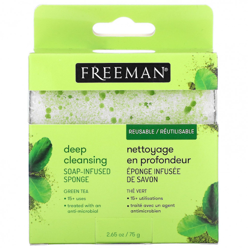 Freeman Beauty, Губка с мылом для глубокого очищения, зеленый чай, 1 губка, 75 г (2,65 унции) #1
