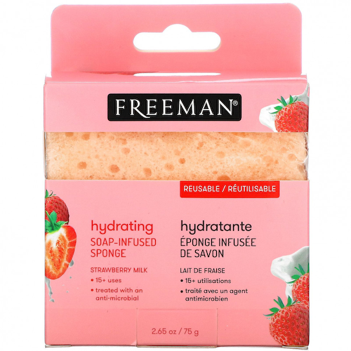 Freeman Beauty, Увлажняющая губка с мылом, клубничное молоко, 1 губка, 75 г (2,65 унции) #1
