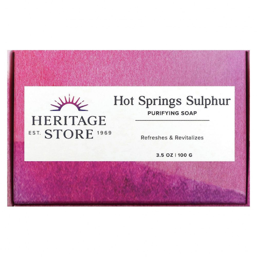 Heritage Store, Мыло ручной работы с серой из горячих источников, 3,5 унции (100 г) #1