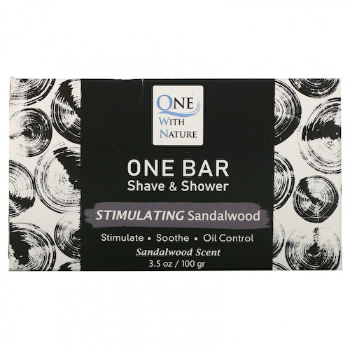 One with Nature, One Bar, Shave & Shower, возбуждающее сандаловое дерево, 3,5 унции (100 г) #1