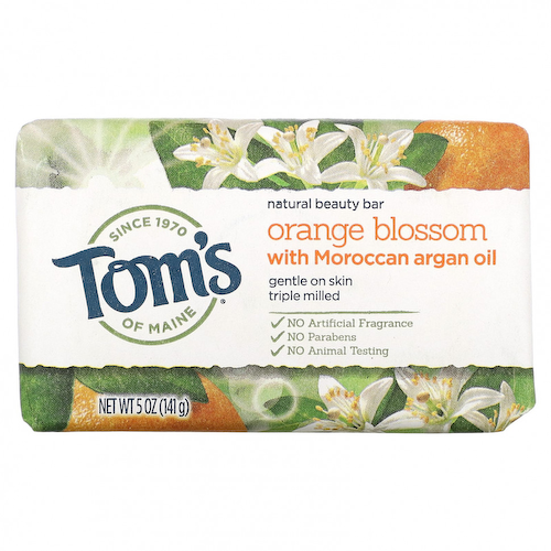 Tom's of Maine, Кусковое мыло Natural Beauty, цветы апельсина с марокканским аргановым маслом, 141 г (5 унций) #1