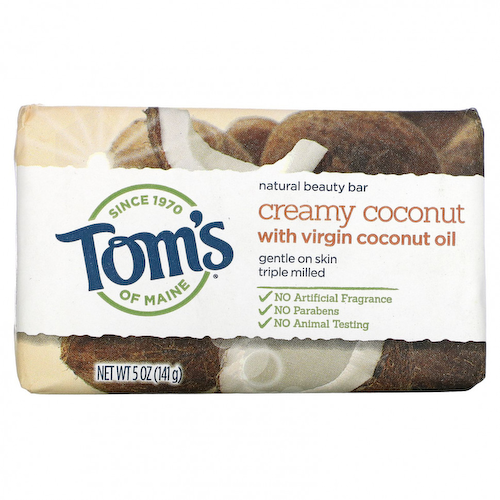 Tom's of Maine, Натуральное мыло для красоты, кремовый кокос с кокосовым маслом первого отжима, 141 г (5 унций) #1