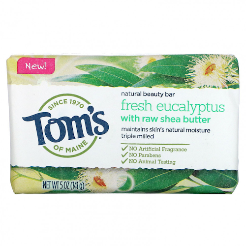 Tom's of Maine, Натуральное мыло для красоты, свежий эвкалипт с необработанным маслом ши, 141 г (5 унций) #1