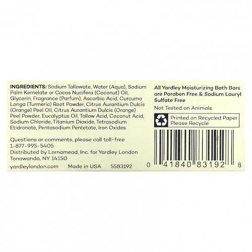 Yardley London, Увлажняющее мыло для ванн, витамин C, 113 г (4 унции) #1