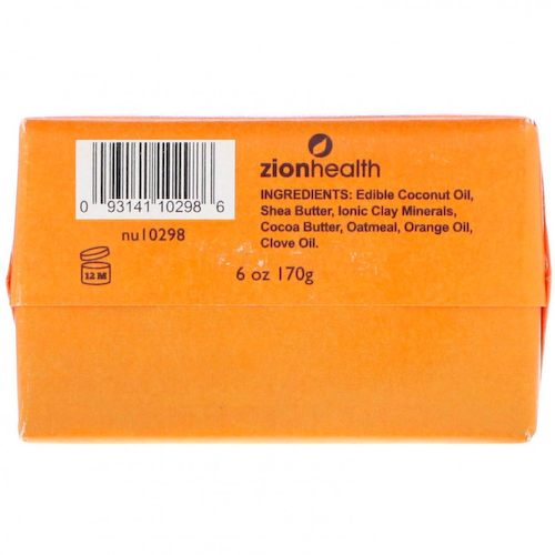 Zion Health, Древнее глиняное мыло, гвоздика и апельсин, 6 унц. (170 г) #1
