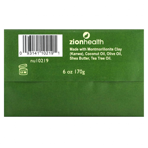 Zion Health, Кусковое мыло из древней глины с маслом чайного дерева, без отдушек, 170 г (6 унций) #1