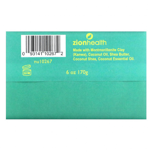 Zion Health, Кусковое мыло с древней глиной, кокос и ши, 170 г (6 унций) #1