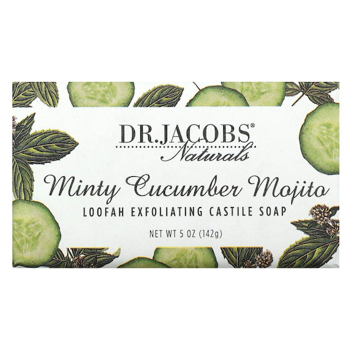 Dr. Jacobs Naturals, Отшелушивающее кастильское мыло с люфой, мохито с мятой и огурцом, 142 г (5 унций) #1