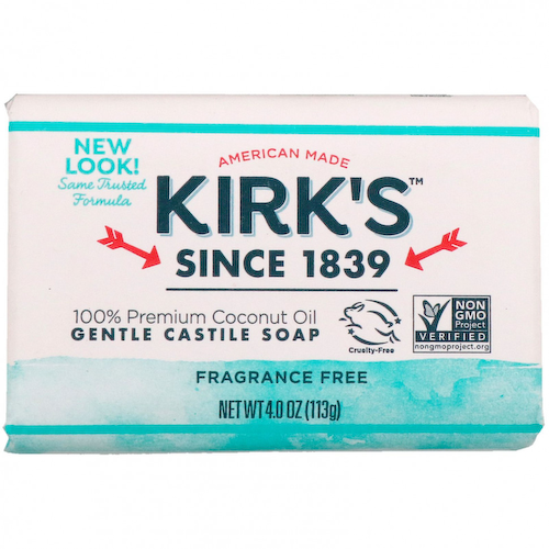 Kirk's, Gentle Castile Soap Bar, Fragrance Free, 4 oz (113 g) #1