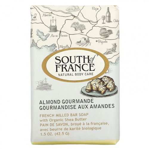 South of France, Французское пилированное мыло с органическим маслом дерева ши, с ароматом изысканного миндаля, 1,5 унции (42,5 г) #1