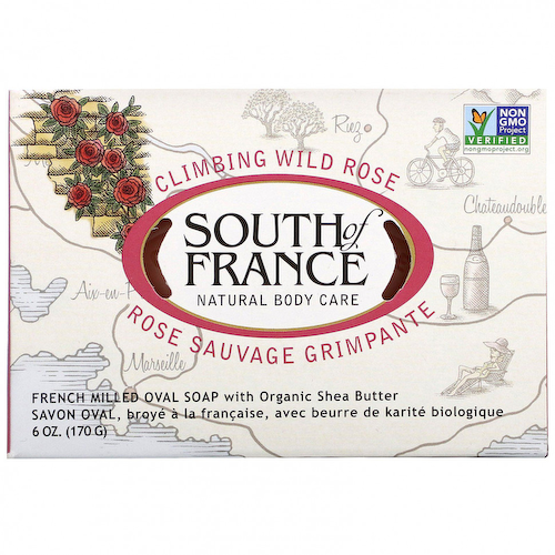 South of France, Восхождение дикой розы, французское овальное мыло с органическим маслом ши, 6 унций (170 г) #1