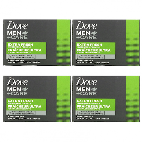Dove, Men+Care, мыло для лица и тела «Экстрасвежесть», 4 шт. по 113 г (4 унции) #1