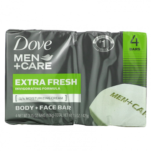 Dove, Men+Care, мыло для лица и тела «Экстрасвежесть», 4 шт. по 113 г (4 унции) #1