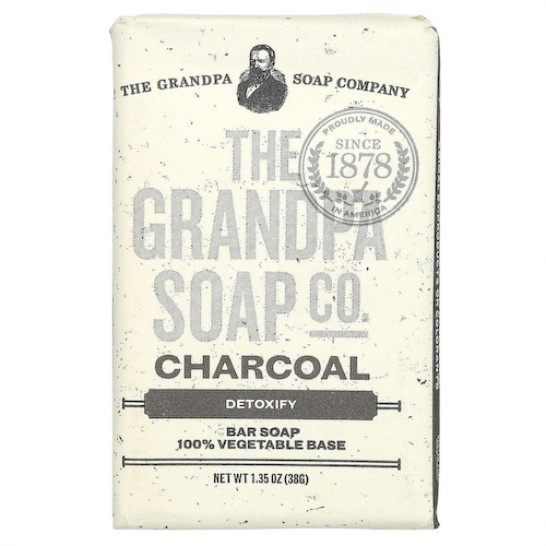The Grandpa Soap Co., Брусковое мыло для лица и тела, детокс, древесный уголь, 38 г (1,35 унции) #1