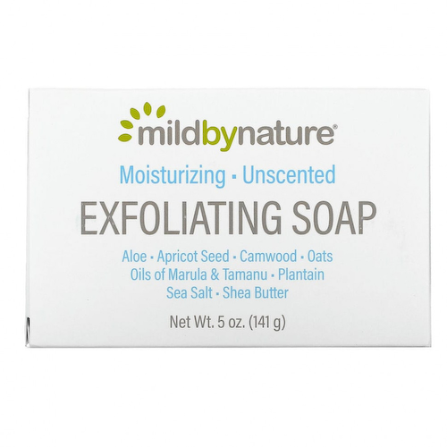 Mild By Nature, отшелушивающее мыло, с маслами марулы, таману и ши, без запаха, 141 г (5 унций) #1