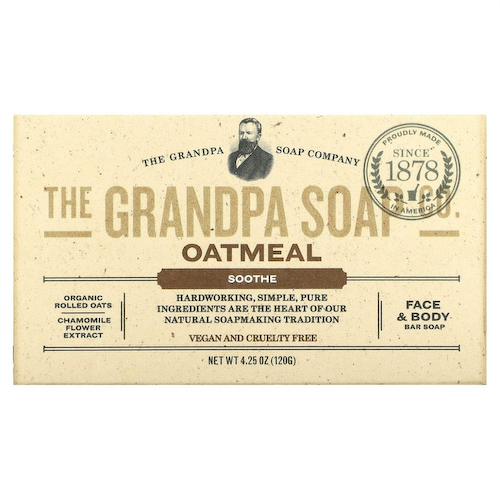 The Grandpa Soap Co., Кусковое мыло для лица и для тела, успокаивающее, овсяное, 4,25 унции (120 г) #1
