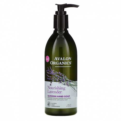 Avalon Organics, Глицериновое мыло для рук, питательная лаванда, 355 мл (12 жидких унций) #1