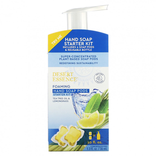 Desert Essence, Foaming Hand Soap Pods Starter Kit, Tea Tree Oil & Lemongrass, 2 Concentrated Pods, 1.3 fl oz (36 ml) + 1 Bottle, 10 fl oz (300 ml) #1