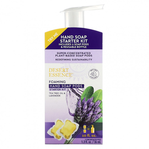 Desert Essence, Foaming Hand Soap Pods Starter Kit, Tea Tree Oil & Lavender, 2 Concentrated Pods, 1.3 fl oz (36 ml) + 1 Bottle, 10 fl oz (300 ml) #1
