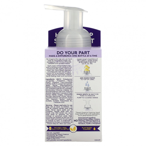 Desert Essence, Foaming Hand Soap Pods Starter Kit, Tea Tree Oil & Lavender, 2 Concentrated Pods, 1.3 fl oz (36 ml) + 1 Bottle, 10 fl oz (300 ml) #1