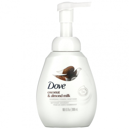 Dove, Питательная пенка для мытья рук, кокосовое и миндальное молоко, 10,1 жидких унций (300 мл) #1