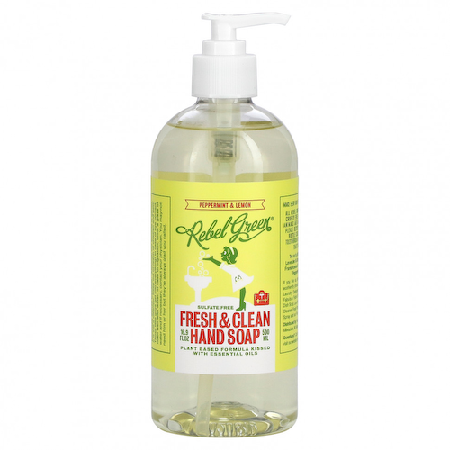 Rebel Green, Fresh & Clean, мыло для рук, перечная мята и лимон, 500 мл (16,9 жидк. Унции) #1