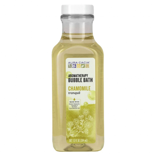 Aura Cacia, Ароматерапевтическая пена для ванны, успокаивающая ромашка, 13 жидких унций (384 мл) #1