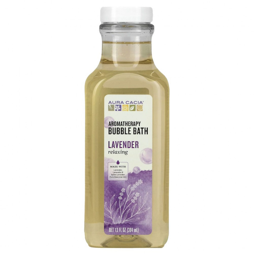 Aura Cacia, Ароматная пена для ванн, расслабляющая лаванда, 13 жидких унций (384 мл) #1