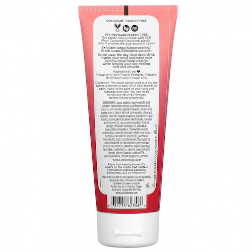 Pacifica, Strawberry Peach, Body Scrub, 6 fl oz (177 ml) #1