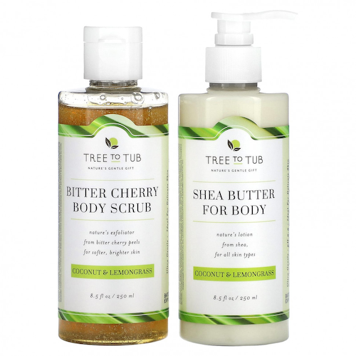 Tree To Tub, Renew & Hydrate Skin Care Set, кокос и лемонграсс, набор из 2 предметов #1
