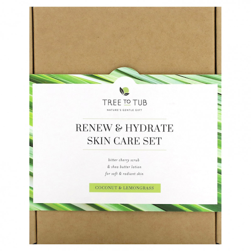 Tree To Tub, Renew & Hydrate Skin Care Set, кокос и лемонграсс, набор из 2 предметов #1