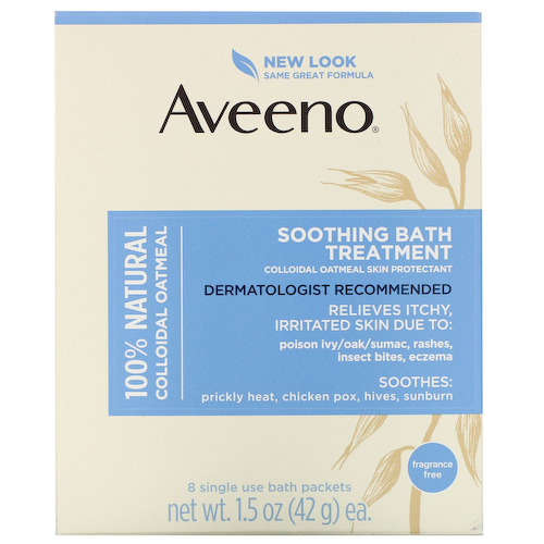 Aveeno, Active Naturals, успокаивающее средство для ванны, без запаха, 8 пакетиков для ванны одноразового применения, 42 г (1,5 унции) каждый. #1