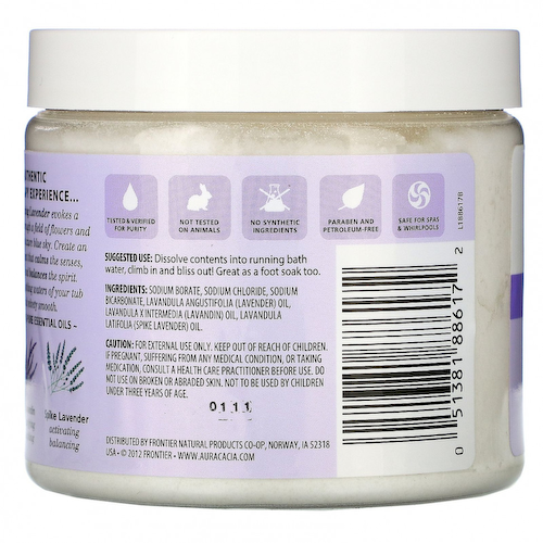 Aura Cacia, Ароматерапевтическое минеральное средство для ванны, расслабляющая лаванда, 16 унций (454 г) #1
