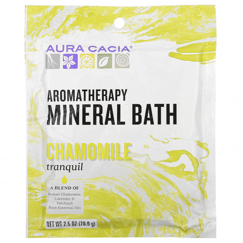 Aura Cacia, Ароматерапевтическое минеральное средство для ванны, успокаивающая ромашка, 2,5 унции (70,9 г) #1