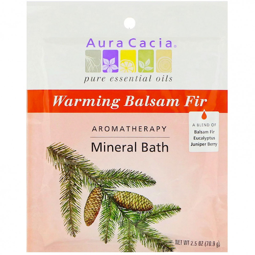Aura Cacia, Ароматерапевтическое минеральное средство для ванны, согревающая бальзамическая пихта, 2,5 унции (70,9 г) #1
