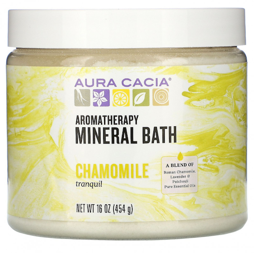 Aura Cacia, Ароматерапевтическое средство для ванны с минералами, успокаивающая ромашка, 16 унций (454 г) #1