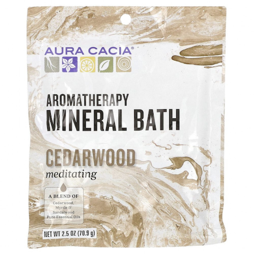 Aura Cacia, ароматерапевтическое средство для ванны с микроэлементами, медитативный кедр, 70,9 г (2,5 унции) #1