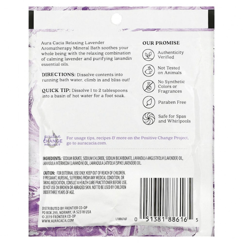 Aura Cacia, Aromatherapy Mineral Bath, расслабляющая лаванда, 70,9 г (2,5 унций) #1