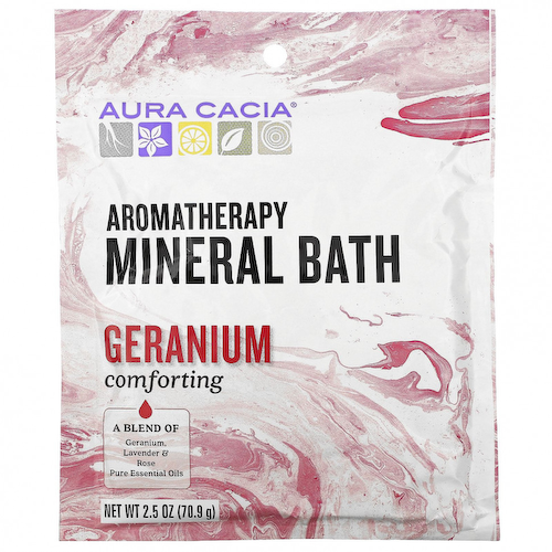 Aura Cacia, Минеральная ароматерапевтическая ванна, Comforting Geranium, 70.9 г #1