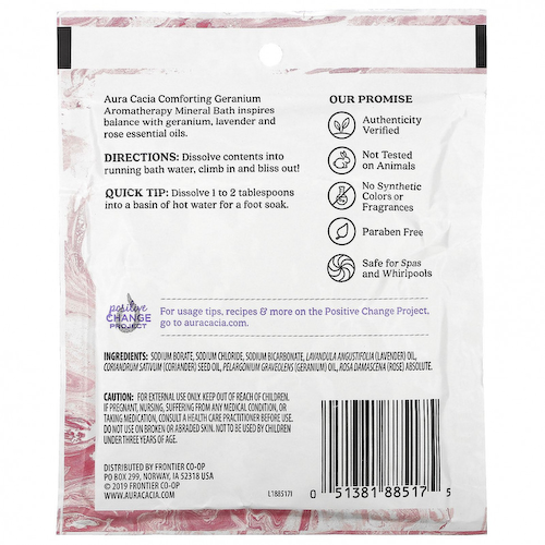 Aura Cacia, Минеральная ароматерапевтическая ванна, Comforting Geranium, 70.9 г #1