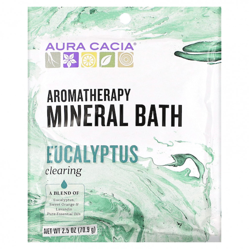 Aura Cacia, Минеральная ванна для ароматерапии, очищающий эвкалипт, 70,9 г (2,5 унции) #1