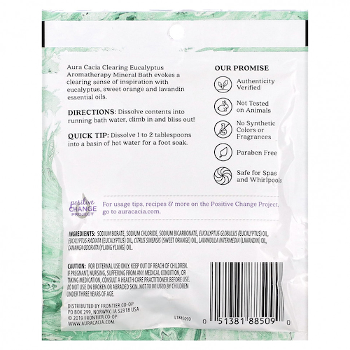 Aura Cacia, Минеральная ванна для ароматерапии, очищающий эвкалипт, 70,9 г (2,5 унции) #1