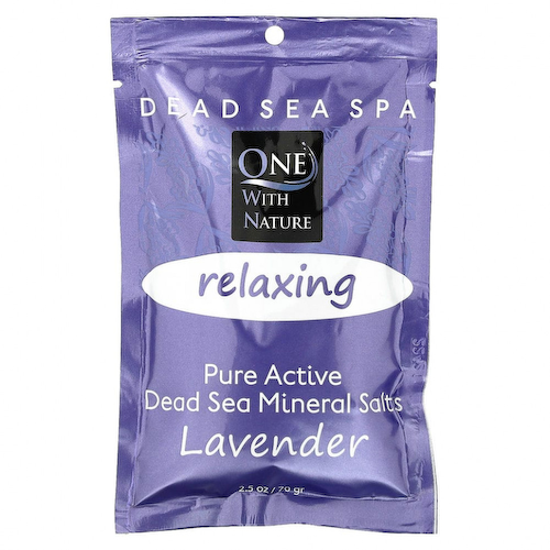 One with Nature, Dead Sea Spa, минеральные соли, расслабляющее средство, лаванда, 70 г #1