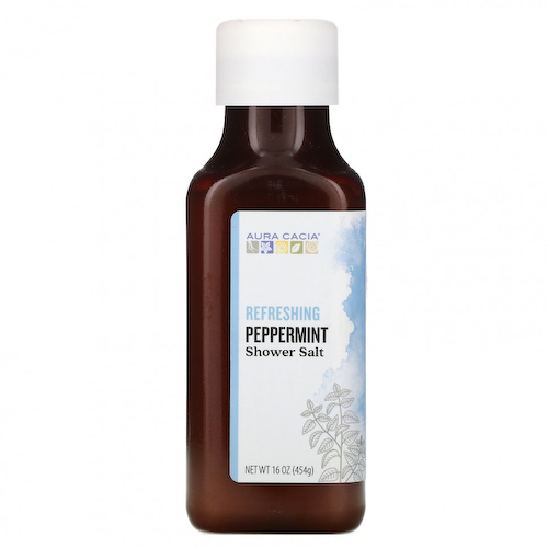 Aura Cacia, Соль для душа, освежающая перечная мята, 454 г (16 унций) #1
