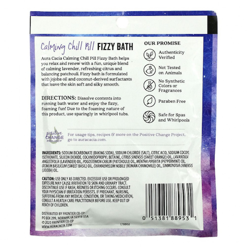 Aura Cacia, Fizzy Bath, успокаивающая и охлаждающая таблетка, 70,9 г (2,5 унции) #1