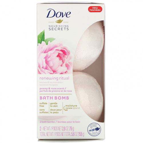 Dove, Nourishing Secrets, бомбы для ванн, пион и роза, 2 бомбы для ванн, 2,8 унции (79 г) каждая #1