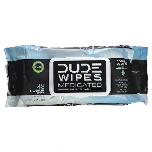 Dude Products, Лечебные салфетки, с гамамелисом, 48 смываемых салфеток #1