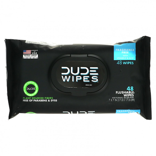 Dude Products, Салфетки, которые можно смывать, без отдушек, 48 салфеток #1