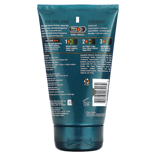 Himalaya, Men, Intense Oil Clear, средство для умывания с лимоном, 3,4 жидких унции (100 мл) #1
