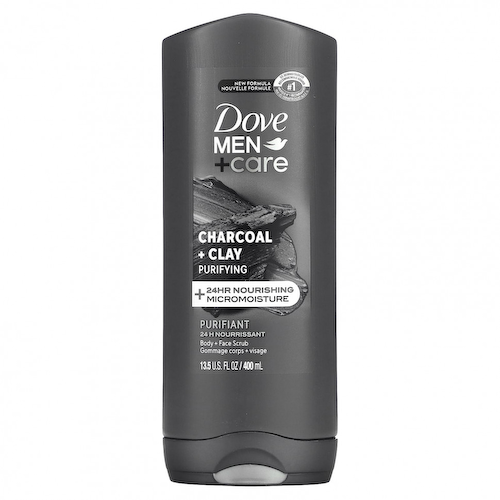 Dove, Men + Care, Elements, скраб для тела и лица, уголь + глина, 400 мл (13,5 жидк. Унции) #1